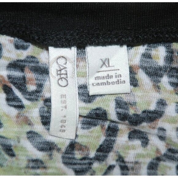 Cato Est. 1946 Green Leopard Print T-Shirt Top Size XL Stretch Short Sleeve - Picture 8 of 10